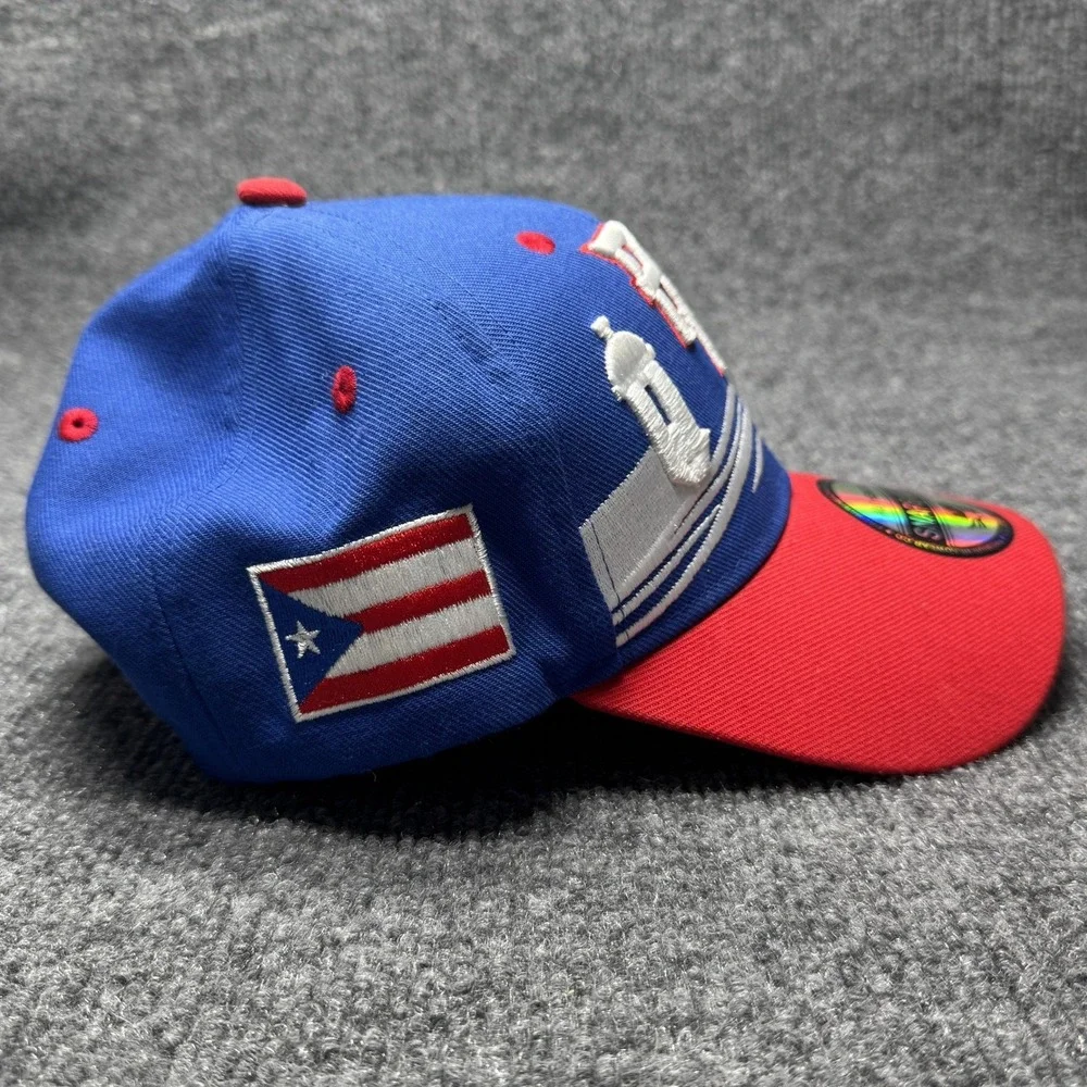 Puerto Rico KV‎ Sports Snapback Hat Mens OSFM Blue Red Flag Baseball Cap